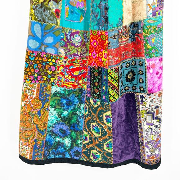 Womens VTG Vintage Artsy Boho Hippie Handmade Patchwork Floral Maxi Skirt - Picture 7 of 8